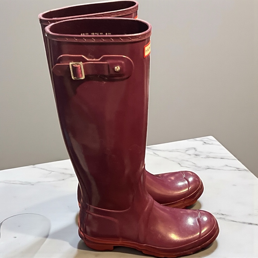 Hunter High Gloss Purple Waterproof Boots